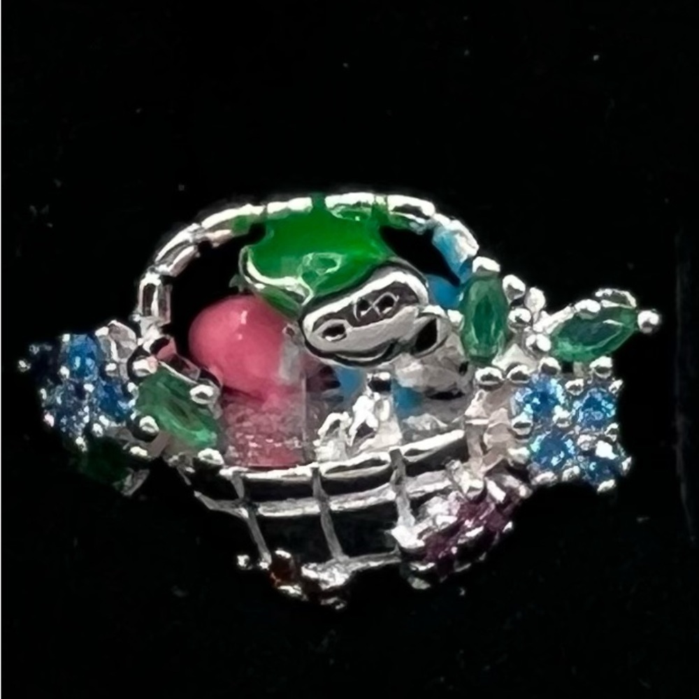 Peanuts SNOOPY S925 Sterling Silver Easter Basket Bracelet Charm with Gift Box - Picture 3 of 7
